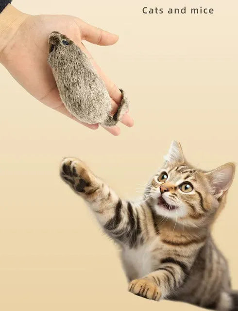 Funny Plush Cat Toy Simulation Mouse Automatic Chirping Interactive Mice Cat Toy Bite Resistance Relieve Boredom Kitten Supplies